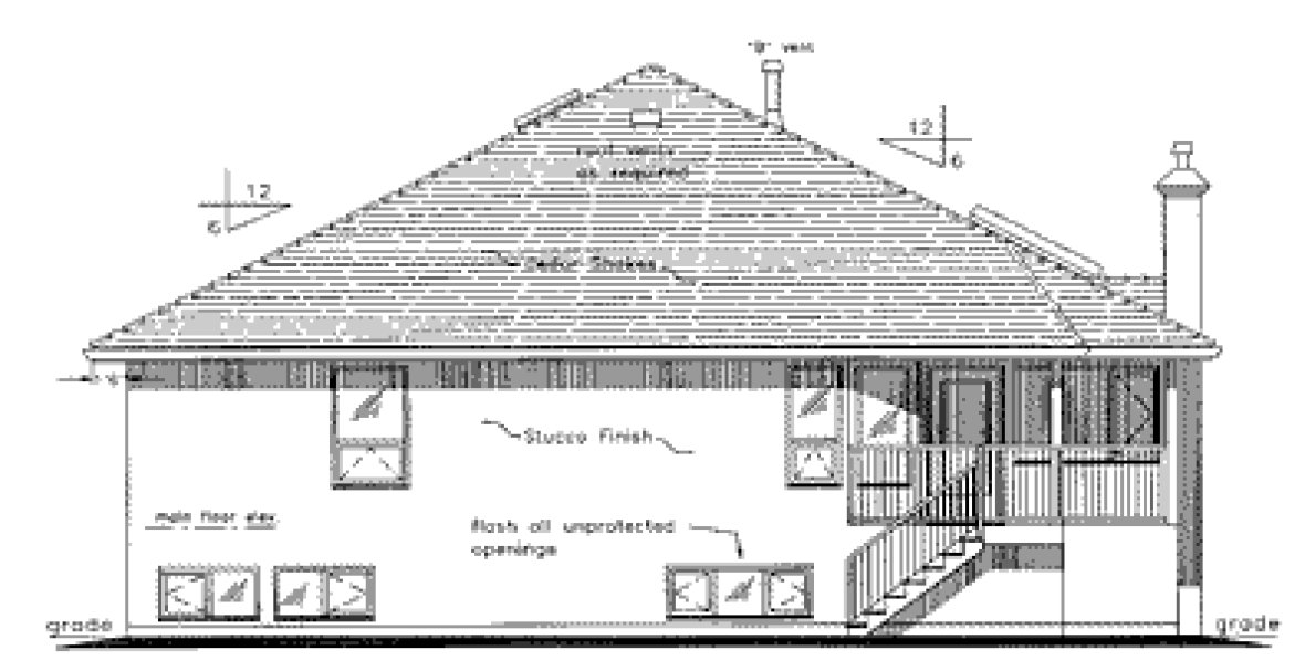 Rear Elevation for House Plan #133129
