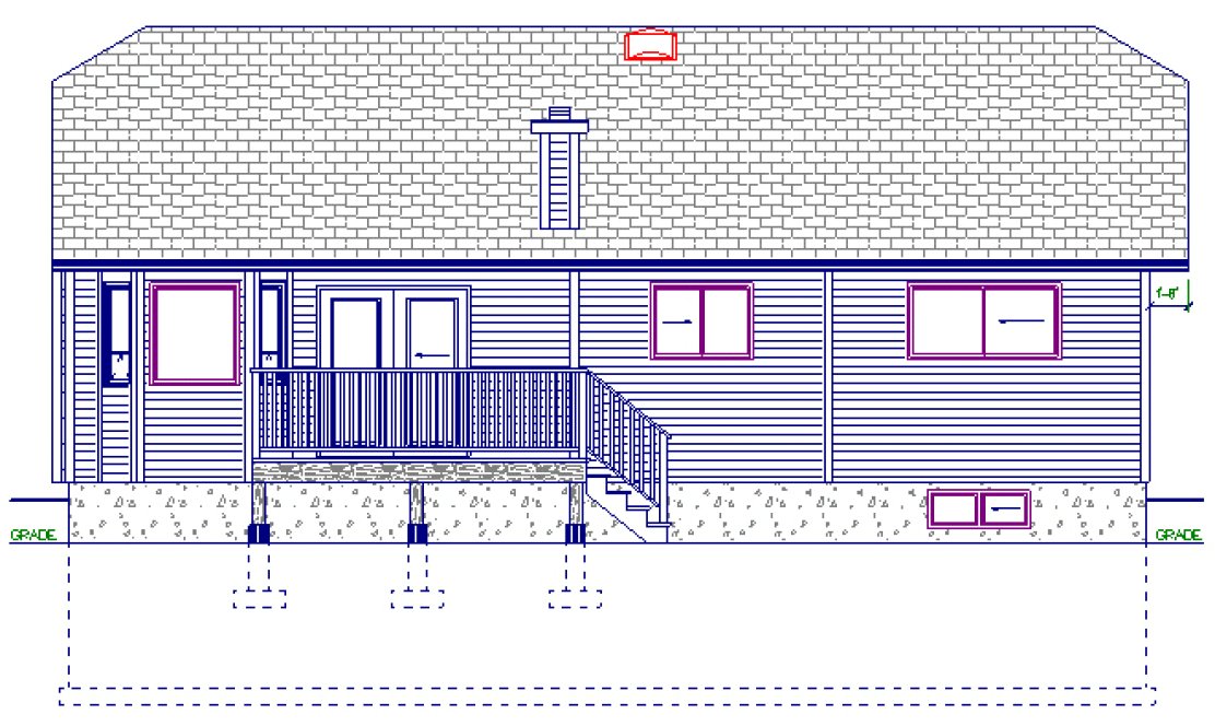 Rear Elevation for House Plan #201140