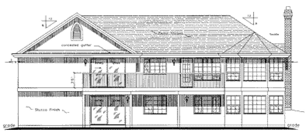 Rear Elevation for House Plan #136209