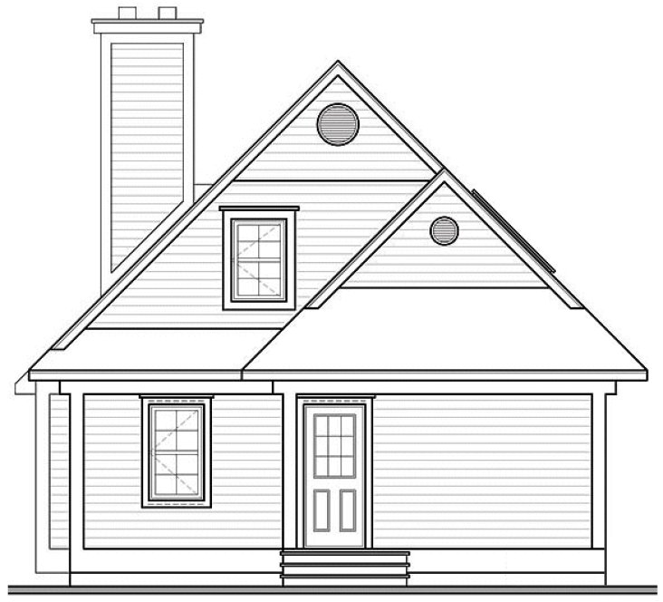 Rear Elevation for House Plan #141096
