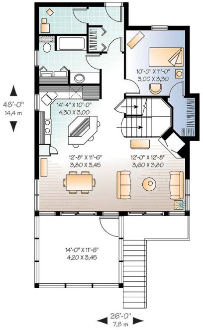 Main Floor Plan for House Plan #141096