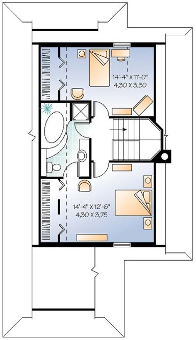 Second Floor Plan for House Plan #141096