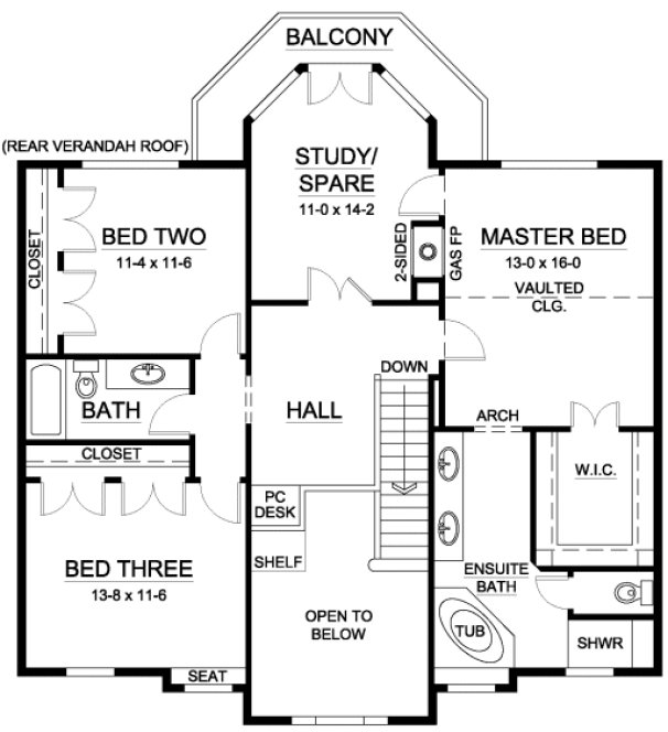 Second Floor Plan for House Plan #108291