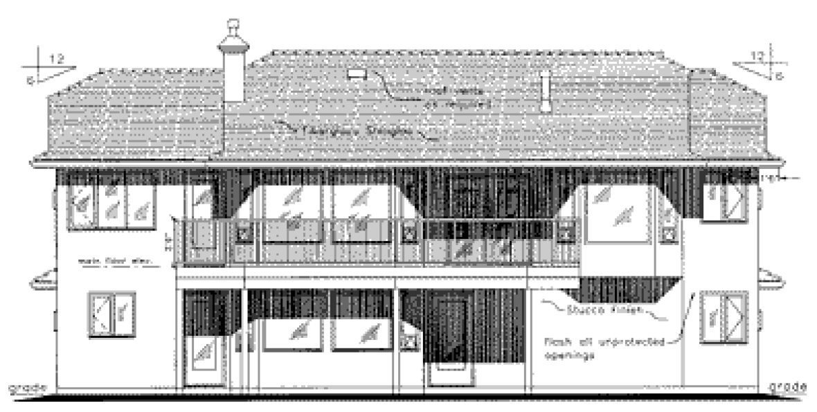 Rear Elevation for House Plan #134129