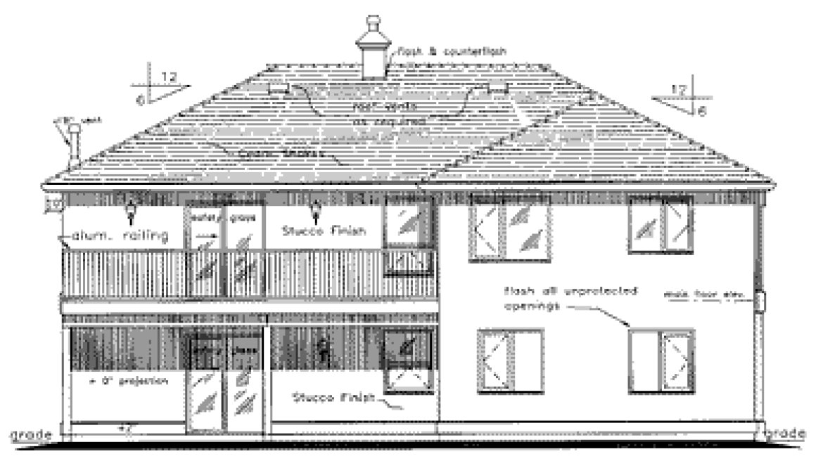 Rear Elevation for House Plan #138129