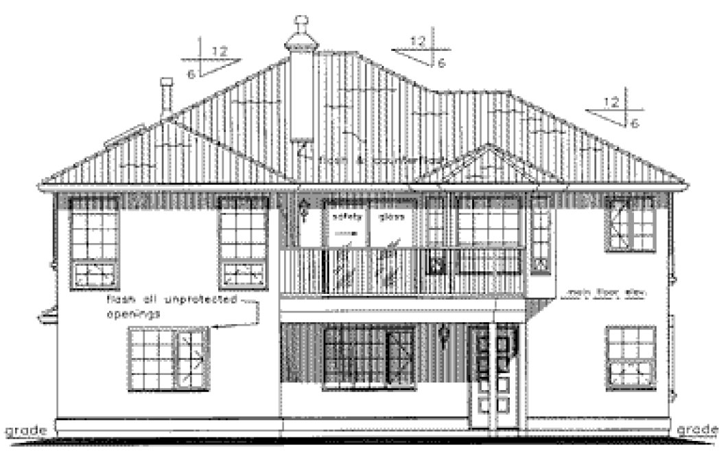 Rear Elevation for House Plan #139129