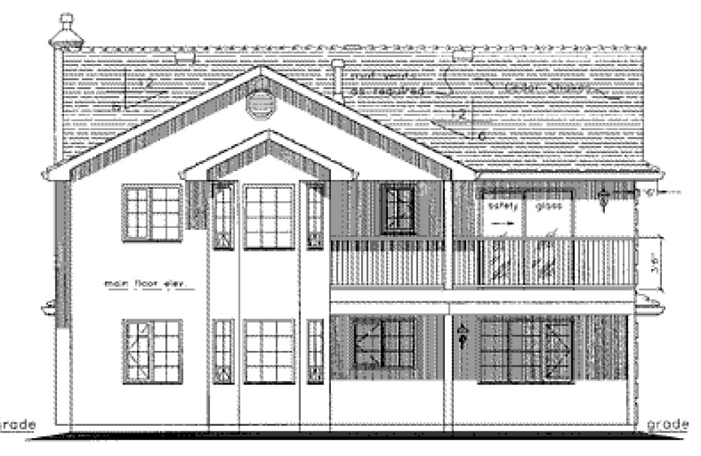 Rear Elevation for House Plan #132329