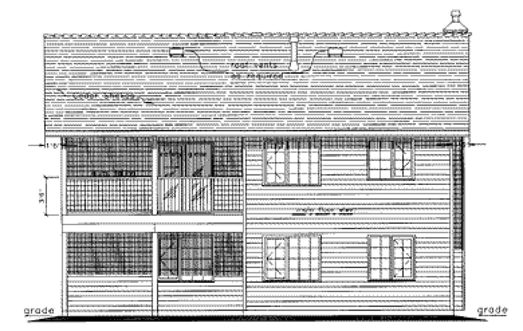 Rear Elevation for House Plan #133329