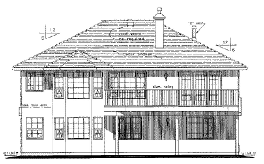 Rear Elevation for House Plan #134329