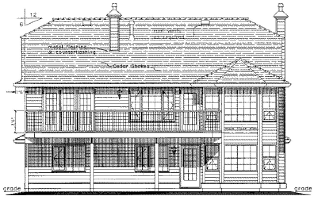 Rear Elevation for House Plan #132429