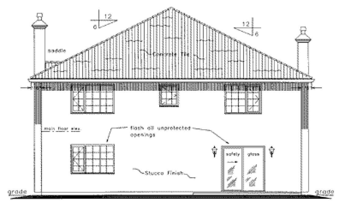 Rear Elevation for House Plan #137139