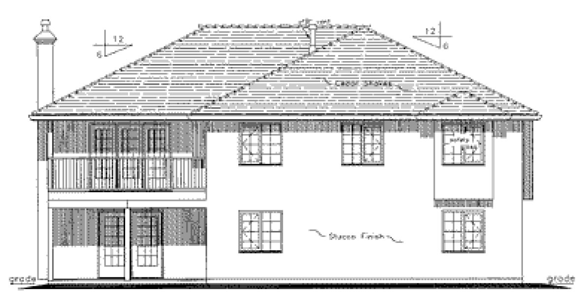 Rear Elevation for House Plan #130449