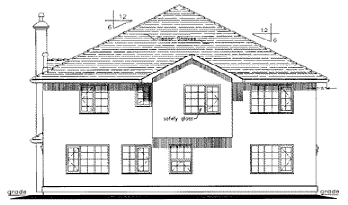 Rear Elevation for House Plan #131449