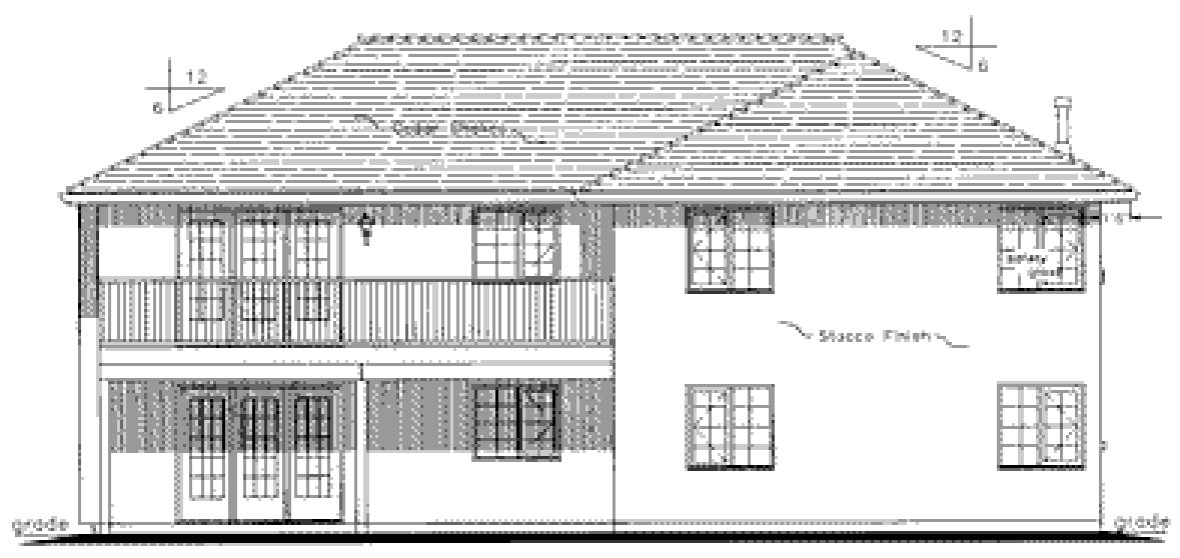 Rear Elevation for House Plan #132449