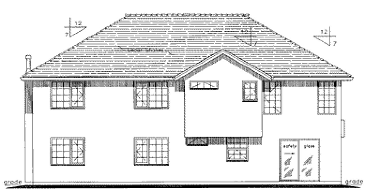 Rear Elevation for House Plan #138259