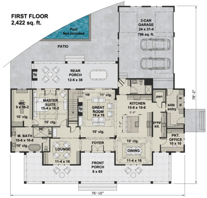 Main Floor Plan for House Plan #282593