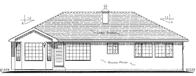 Rear Elevation for House Plan #130013