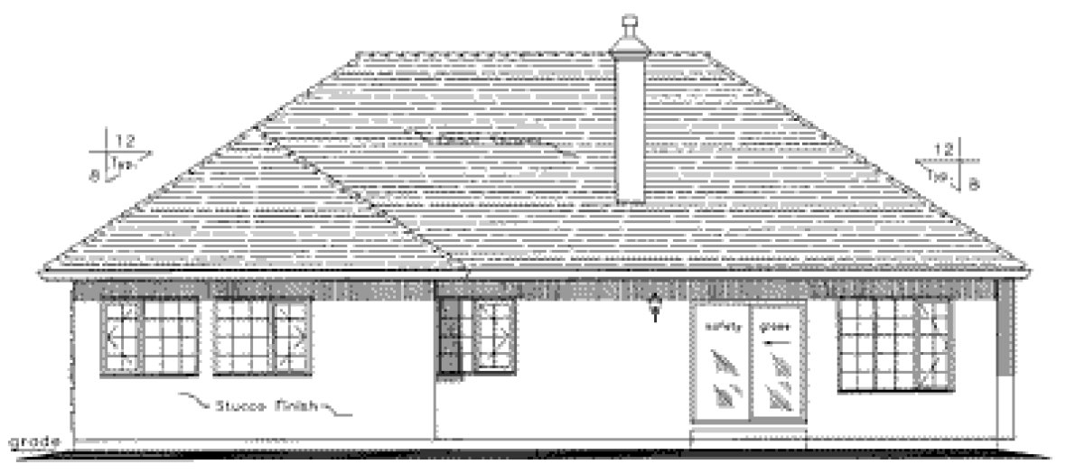 Rear Elevation for House Plan #135013
