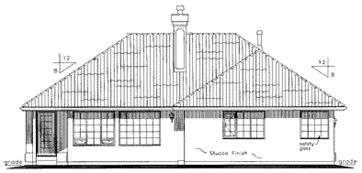 Rear Elevation for House Plan #130113