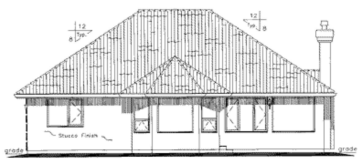 Rear Elevation for House Plan #131113