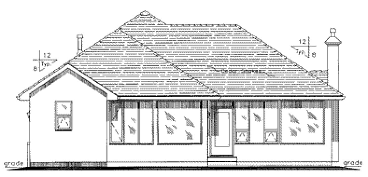 Rear Elevation for House Plan #132113