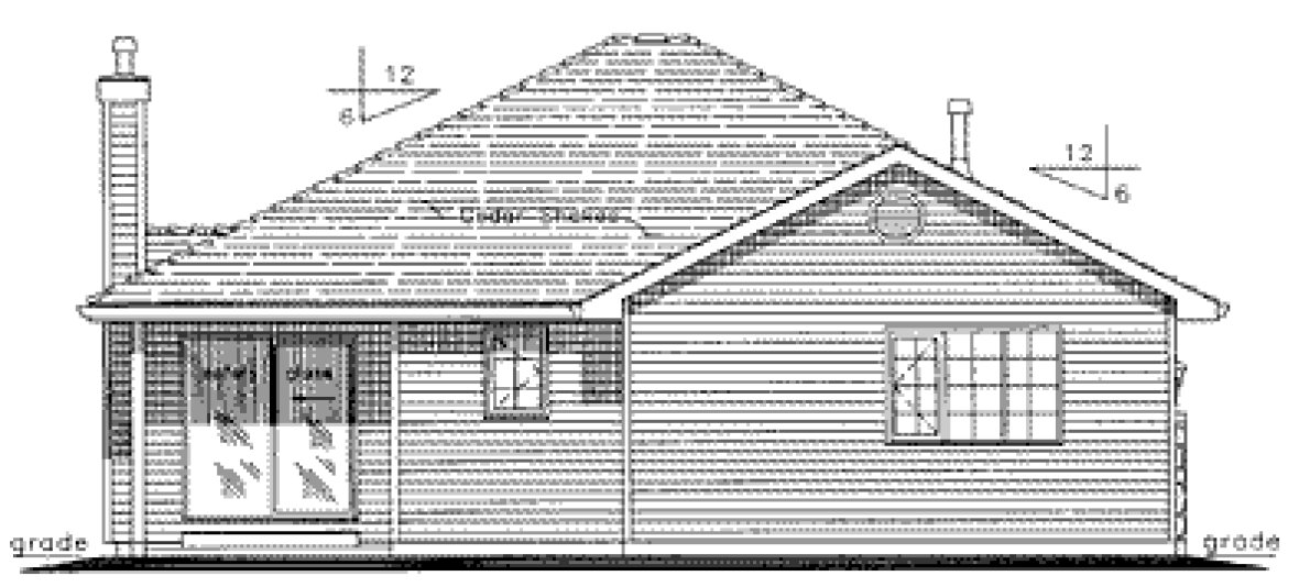 Rear Elevation for House Plan #133213