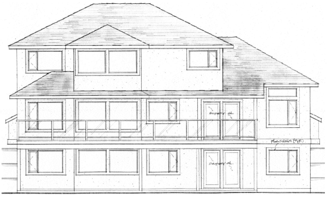 Rear Elevation for House Plan #201446