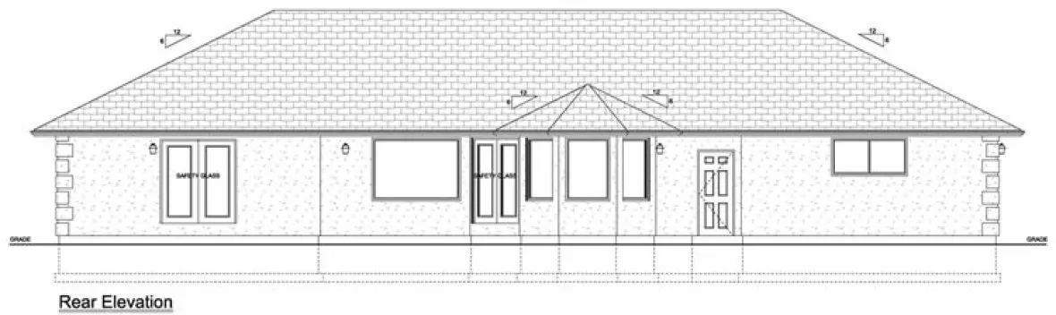 Rear Elevation for House Plan #201170