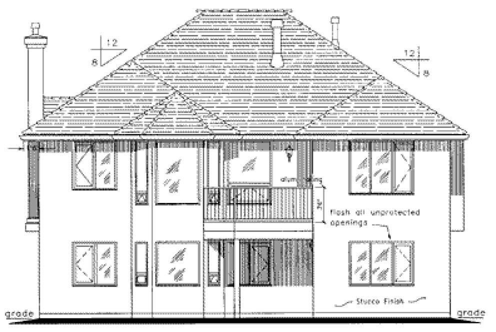 Rear Elevation for House Plan #133313