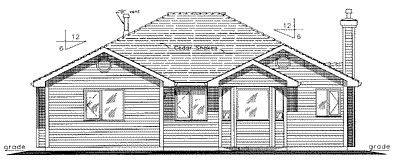 Rear Elevation for House Plan #136413