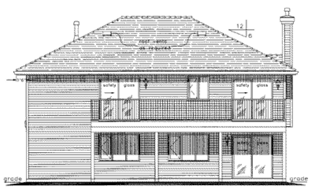 Rear Elevation for House Plan #139413
