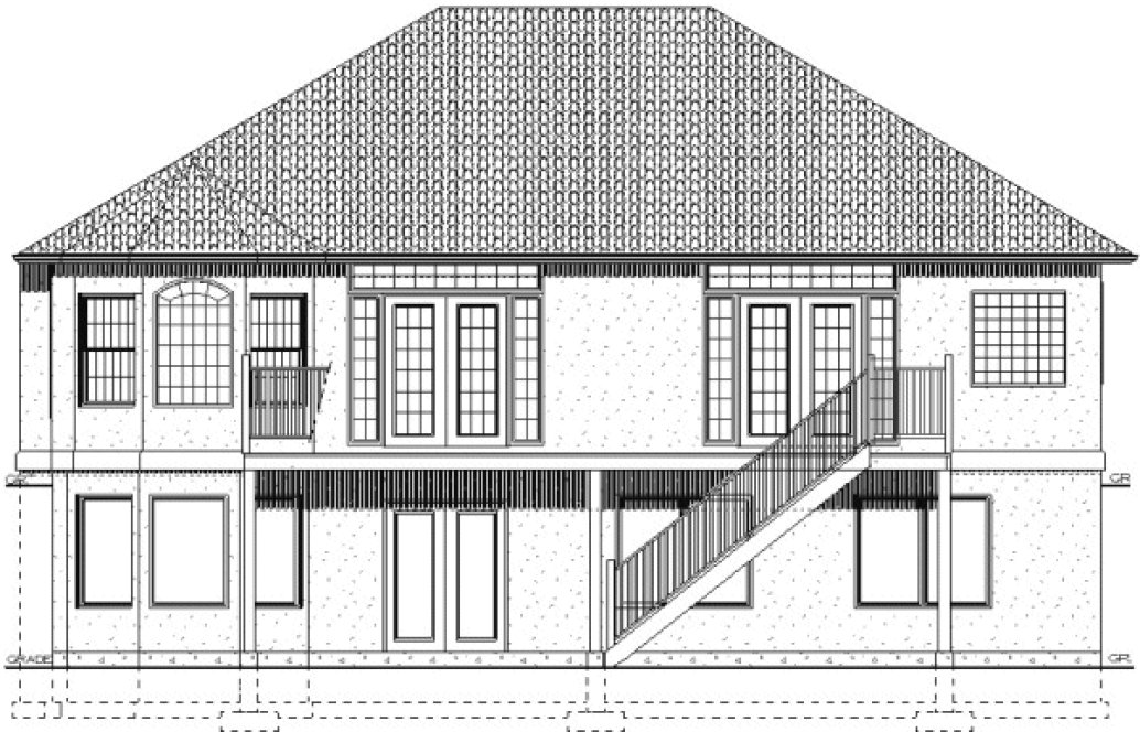 Rear Elevation for House Plan #205002