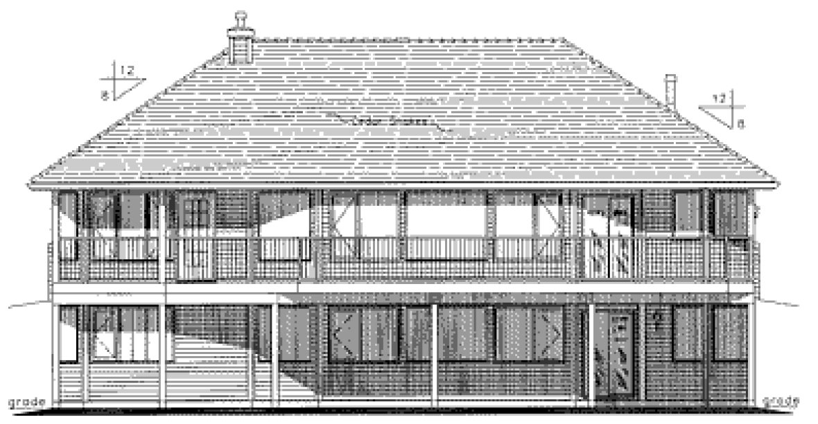 Rear Elevation for House Plan #137024