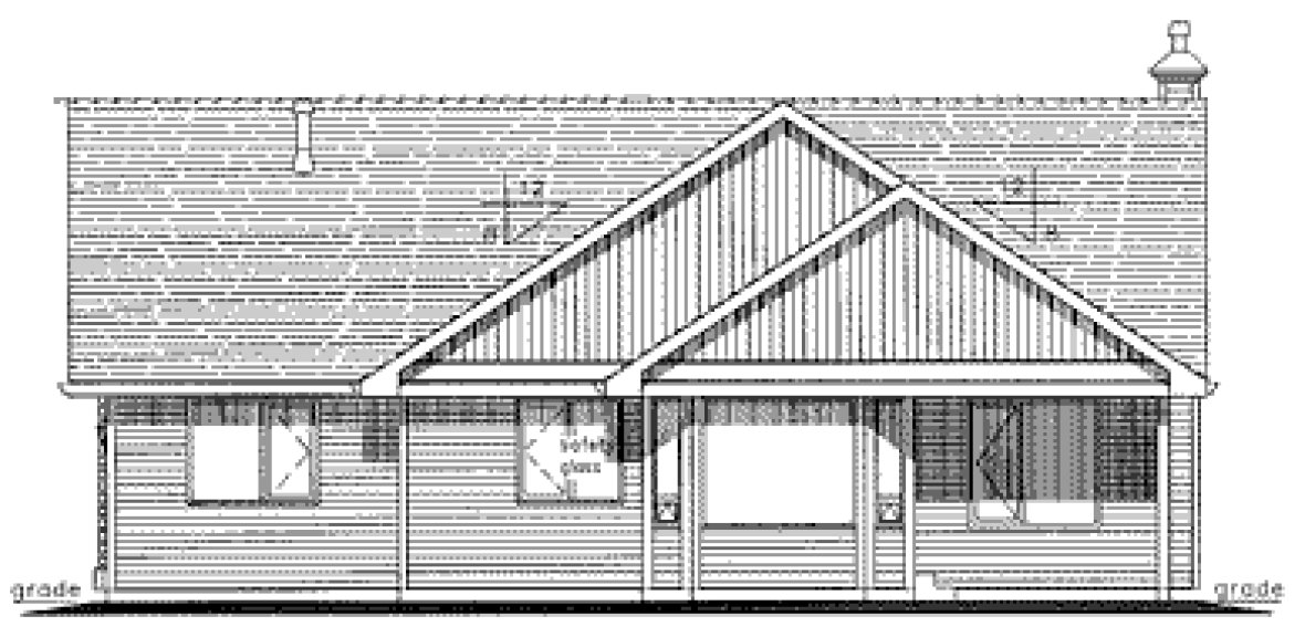 Rear Elevation for House Plan #135124