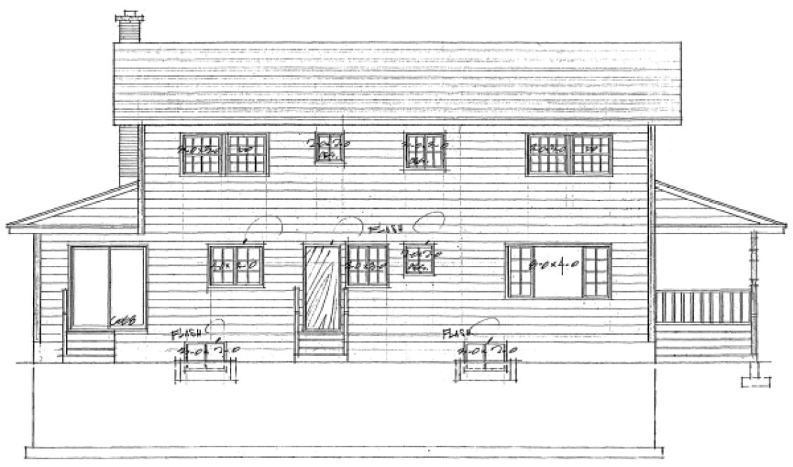 Rear Elevation for House Plan #222150