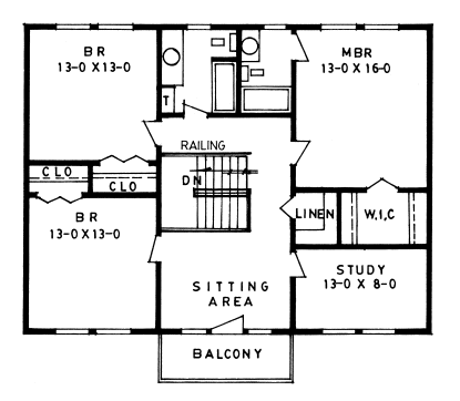 Second Floor Plan for House Plan #222150