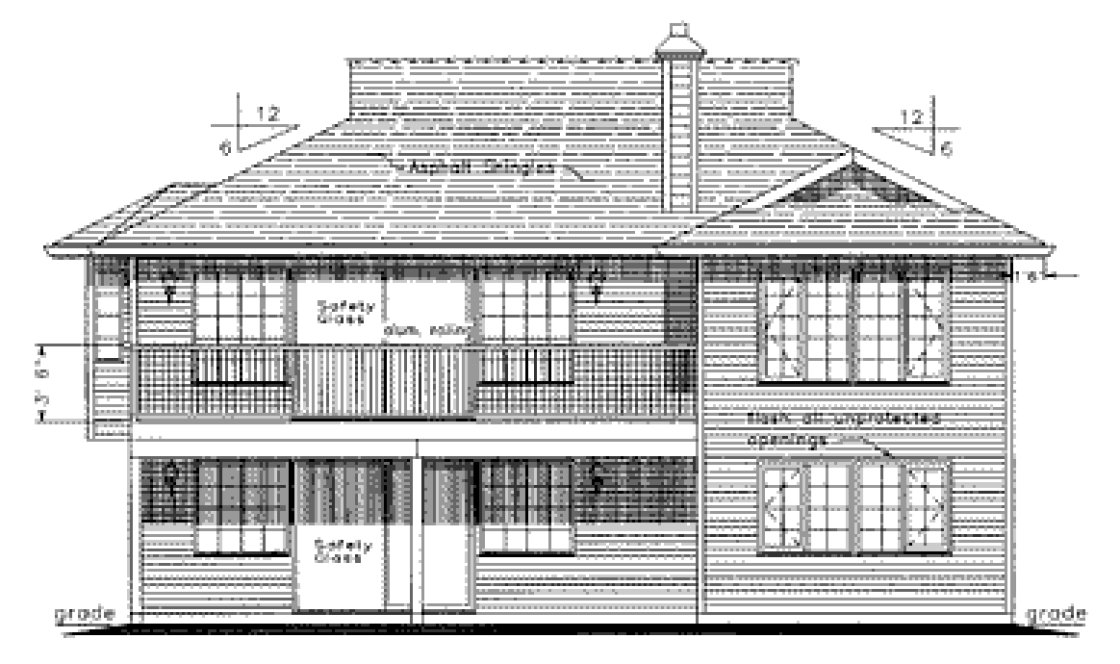 Rear Elevation for House Plan #131209