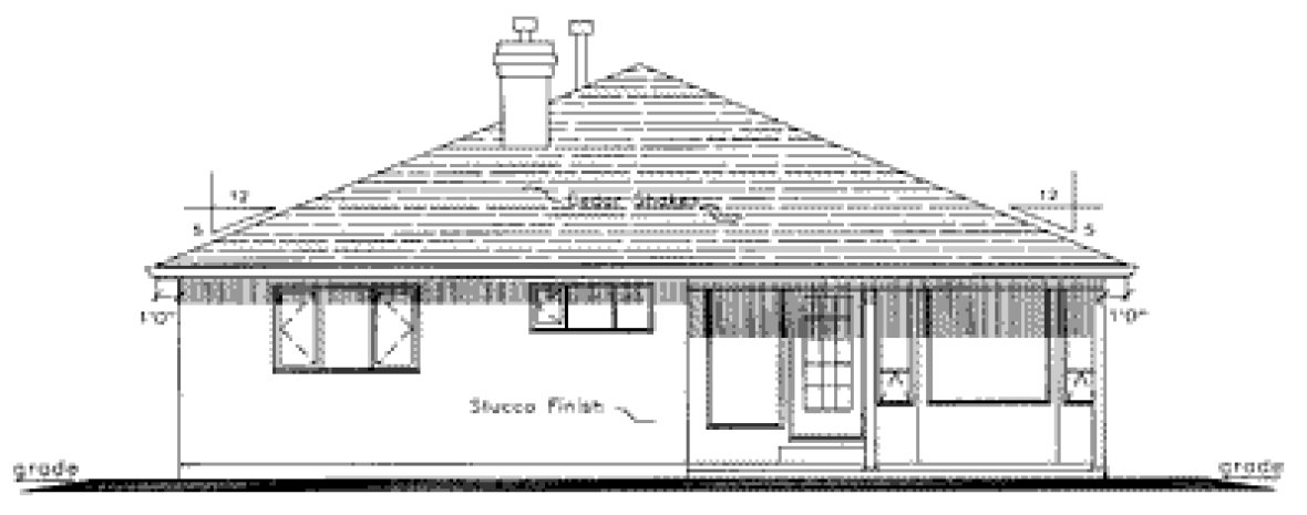 Rear Elevation for House Plan #135509