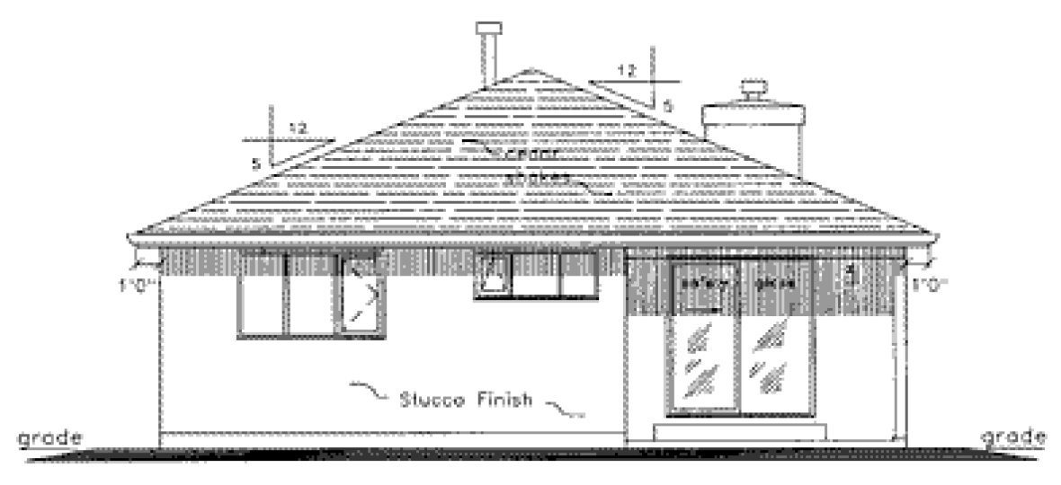 Rear Elevation for House Plan #139509
