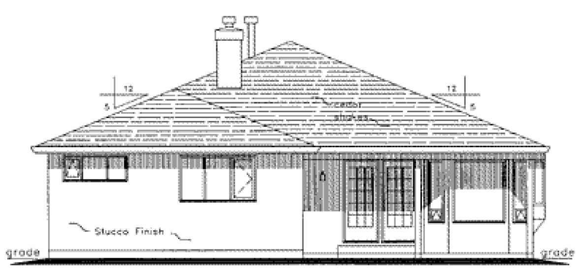 Rear Elevation for House Plan #131609