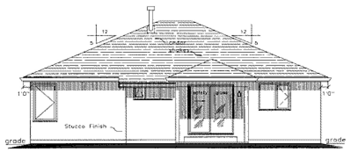 Rear Elevation for House Plan #132609