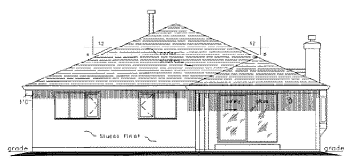 Rear Elevation for House Plan #133609