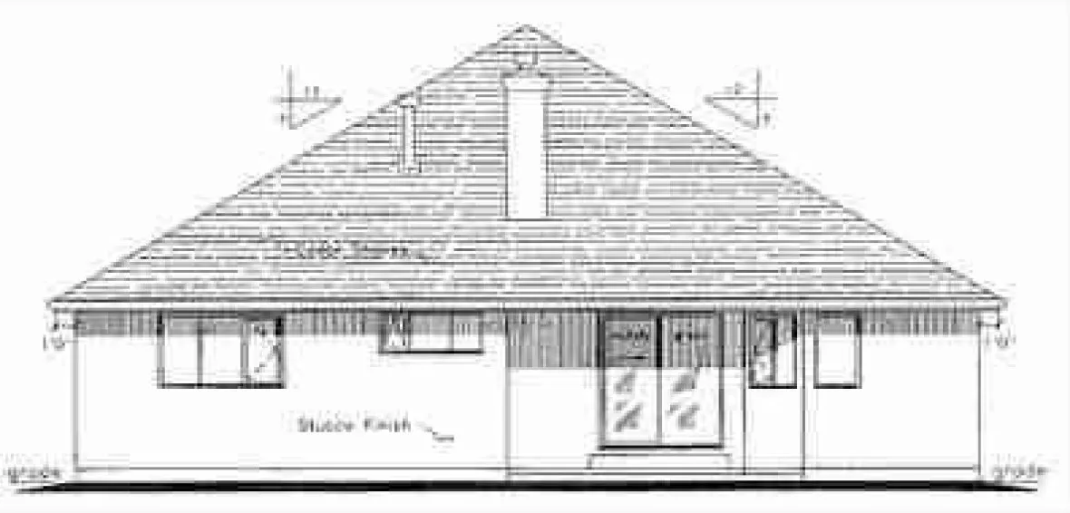 Rear Elevation for House Plan #134609