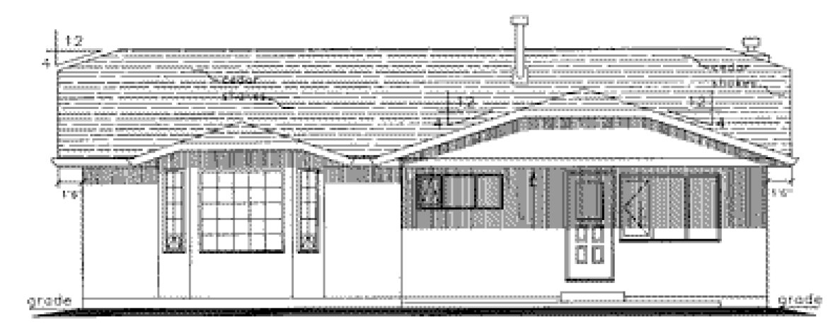 Rear Elevation for House Plan #132709