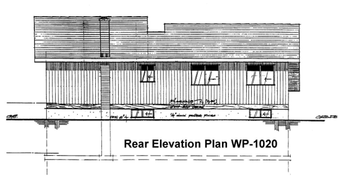 Rear Elevation for House Plan #201020