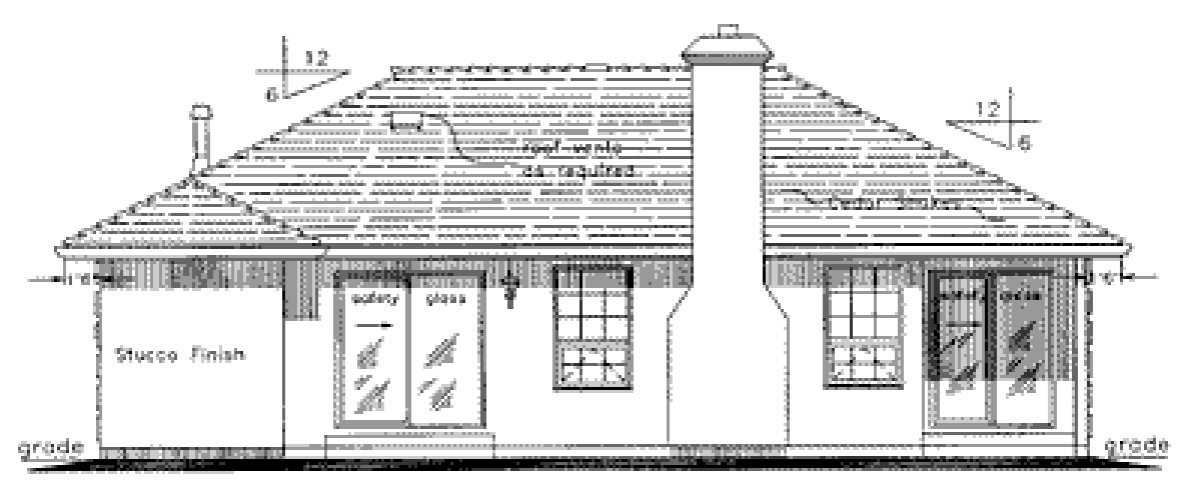 Rear Elevation for House Plan #130119