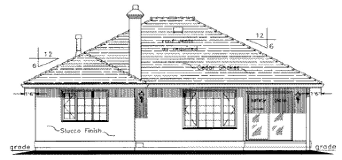 Rear Elevation for House Plan #131119