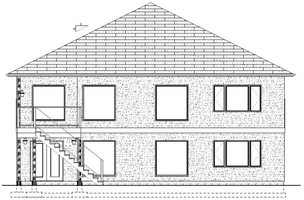 Rear Elevation for House Plan #195123