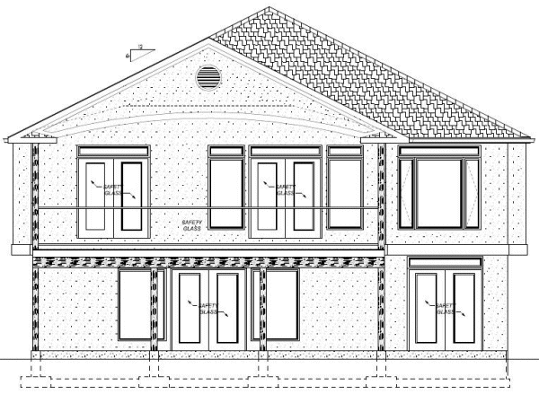 Rear Elevation for House Plan #195126