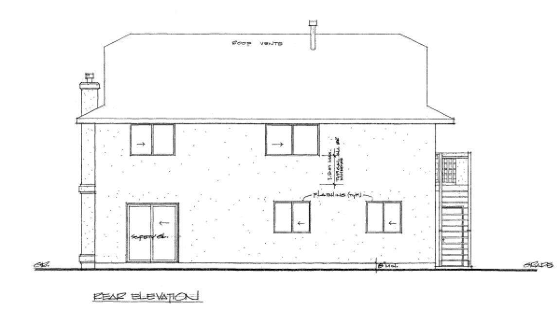 Rear Elevation for House Plan #201175